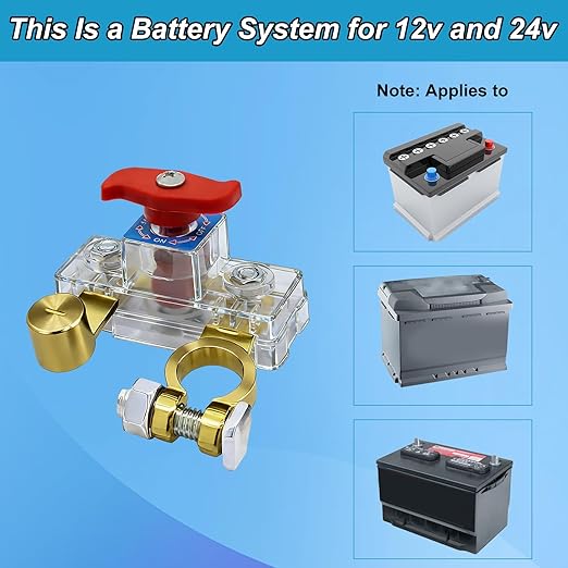 Car Battery Power Cut-Off Switch Breaker, Pure Copper Stable Transmission High Conductivity Disconnect Switch Smart Car Battery Disconnect Switch Clear PC Shell for Car Truck Boat Rv Supplies