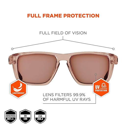 Ergodyne Skullerz SIXTEN Safety Glasses with Side Shields, Anti Fog + Anti Scratch, ANSI z87.1 with Protective Microfiber Eyewear Cleaning & Storage Bag