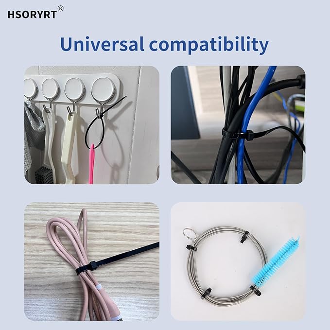 2000pcs Cable Ties, 8 inch Zip Ties Black, 40lbs Heavy Duty Nylon Self-Locking Cable Management, Long Wire Ties UV Resistant, Plastic tie wraps for Home, Garage, Garden, Office, Workshop