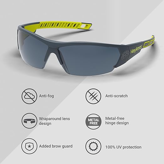 HexArmor MX250 Variomatic Dark Safety Glasses for Men and Women | Transition Lenses for Outdoor Work | Anti-Fog | Scratch-Resistant | Metal-Free | Certified ANSI Z87 | 100% UV Protected Eyewear