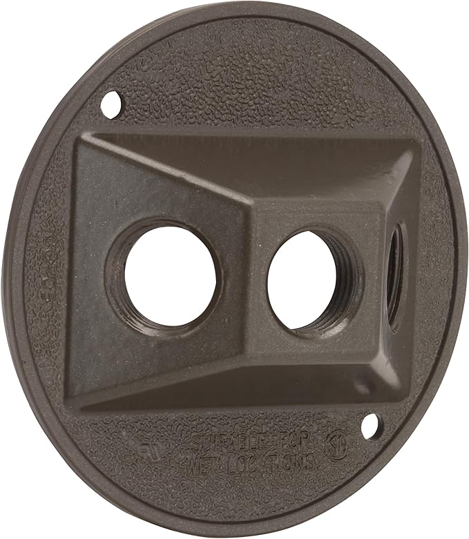 Hubbell-Raco 5197-2 Round Cluster Cover, for Use with Weatherproof Boxes, Die Cast Zinc, Powder Coated