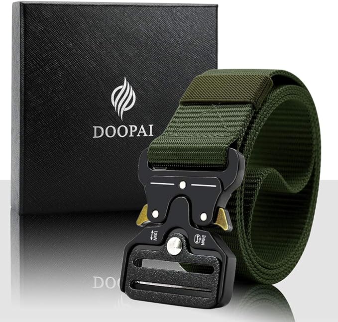 DOOPAI Tactical Belt for Men, 3Pack Military Nylon Web with Heavy Duty Quick Release Metal Buckle