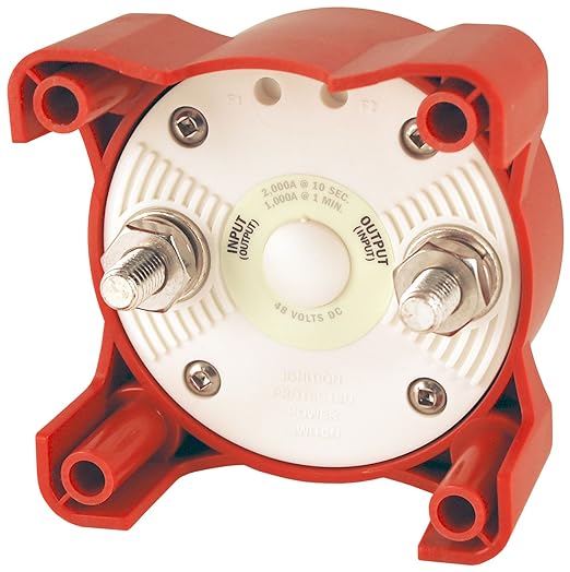 Blue Sea Systems 9003E e-Series Single Circuit On/Off Compact Battery Switch, 32V DC, 325A, Red