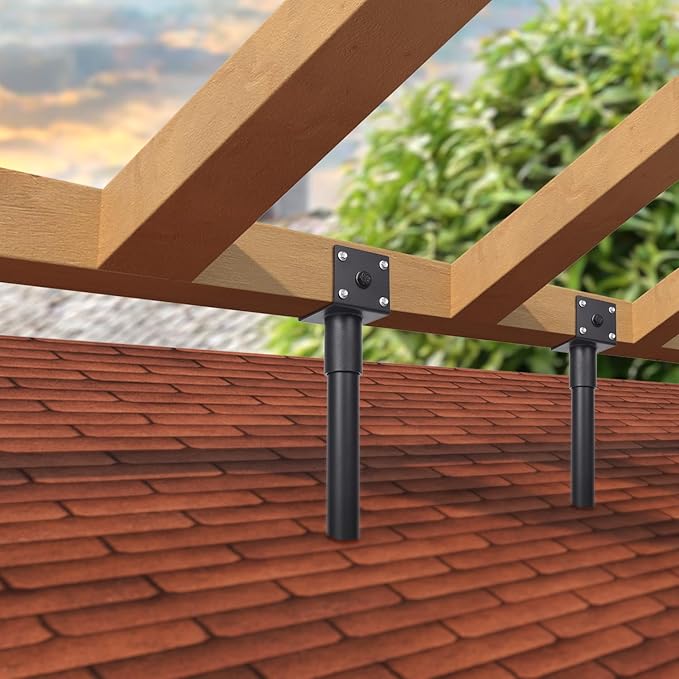 3.6" Heavy Duty Saddle Roof Riser for Patio Pergolas, 16-1/2" High, (Black - Set of 3)