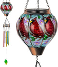 Cardinal Wind Chimes for Outside,Solar Wind Chimes with Solar Lights,Hanging Wind Chime Deep Tone,Windchimes Outdoor,Memorial Wind Chime for Mom,Outdoor Windchime for Loss of Loved One
