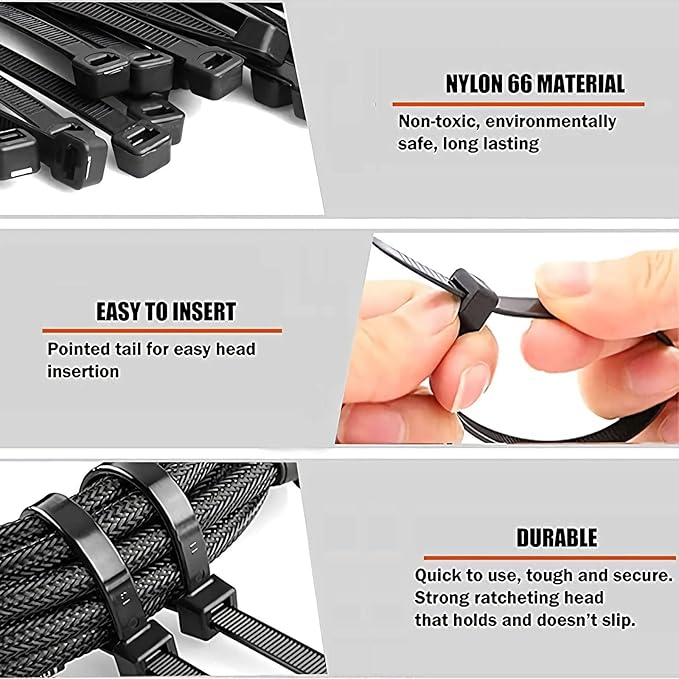 Long zip ties 24 inch heavy duty zip ties for outdoor use 50 pcs strong extra thick wire ties black cable ties uv resistant big industrial plastic tie wraps
