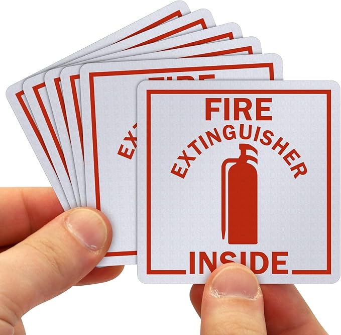 SmartSign Fire Extinguisher Inside Stickers | 2.75" x 2.75" Engineer Grade Reflective Labels, Pack of 6, Made in USA