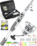 Ghosthorn Fishing Rod and Reel Combo Carbon Fiber Telescopic Fishing Pole Carrier Bag Portable Kit Saltwater Freshwater