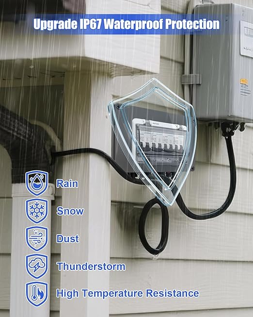 Solar Panel Disconnect Switch 4 String 32 Amp DC Circuit Breaker Box, Waterproof IP67 Solar Combiner Box with MC4 Connectors for Grid-Connected and Off-Grid Systems, 4 in 4 Out