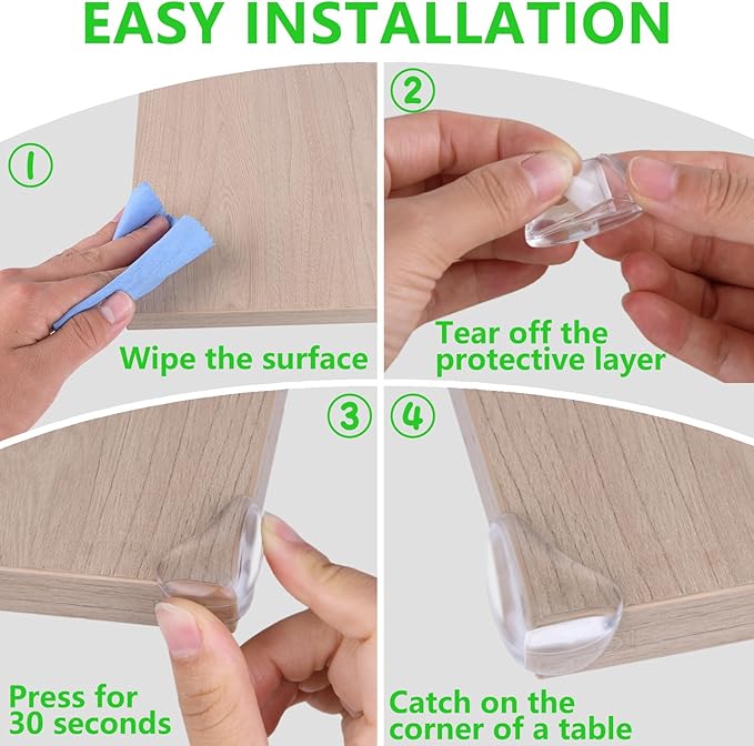 10 Pack Transparent Corner Protectors - Baby Safety Edge Guards for Furniture, Clear Sharp Corner Covers for Dining Table Baby Proofing