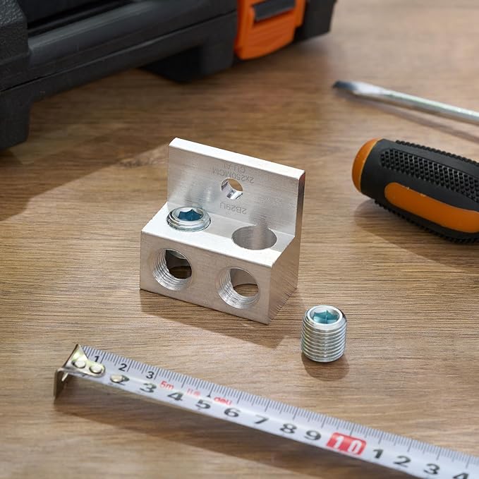 Blulu 2 Pieces Dual Aluminum Ground Lug Dual Rated Double Wire Barrel Aluminum Mechanical Lug (250 Mcm-6sol)