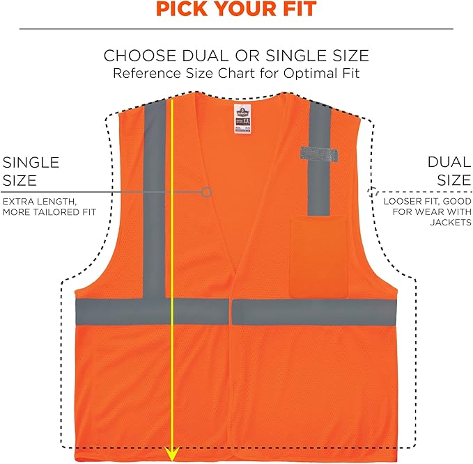 Ergodyne GloWear Economy High Visibility Reflective Safety Vest, Hook & Loop Closure