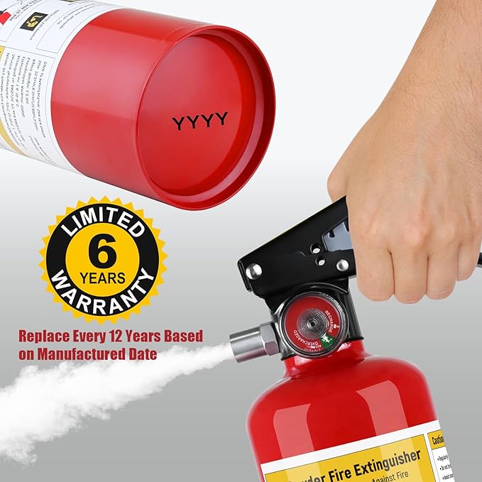 ABC Fire Extinguisher for Home - 2.2lb, Dry Powder Fire Extinguisher, 1A:10-B:C Rated, Certified for Car/House/Kitchen/Truck/Marine/Boat/Vehicle/utv/rv, 1 PACK