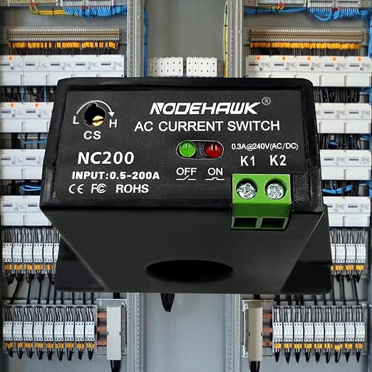 AC Current Sensing Switch 0-200A Normally Closed Current Sensor Monitoring Relay (NC200)