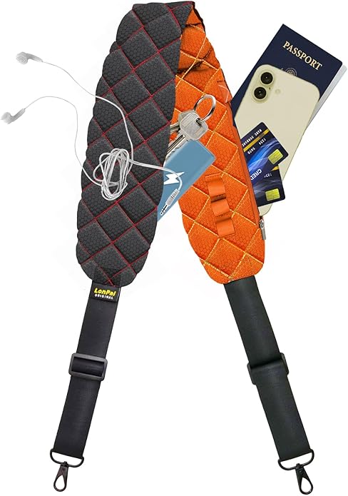 Ultra Comfortable Shoulder Strap Bag Belt with Anti-Theft Pockets and Padded, 2 Tone Reversible Use, Stylish & Secure