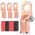 AIRIC UL Listed 3/0 AWG - 3/8" Battery Cable Lugs, Heat Shrink Ring Terminals End, Copper Cable Ends, Wiring Connector Terminal, Electrical Crimp Connectors, Wire Lug for 3/0 Gauge Wires, 4 PCS