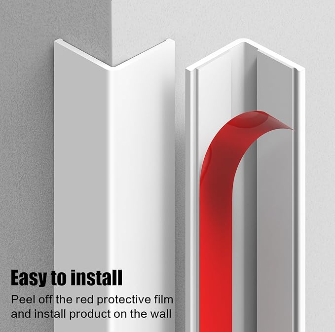 ‎Frychee Wall Corner Protector, Walls Edge Protector，Self-Adhesive Wall Corner Guards,PVC Double Side Edge Protector， Furniture Stairs Guard (2, 2.5x150cm/0.98x59.1in)