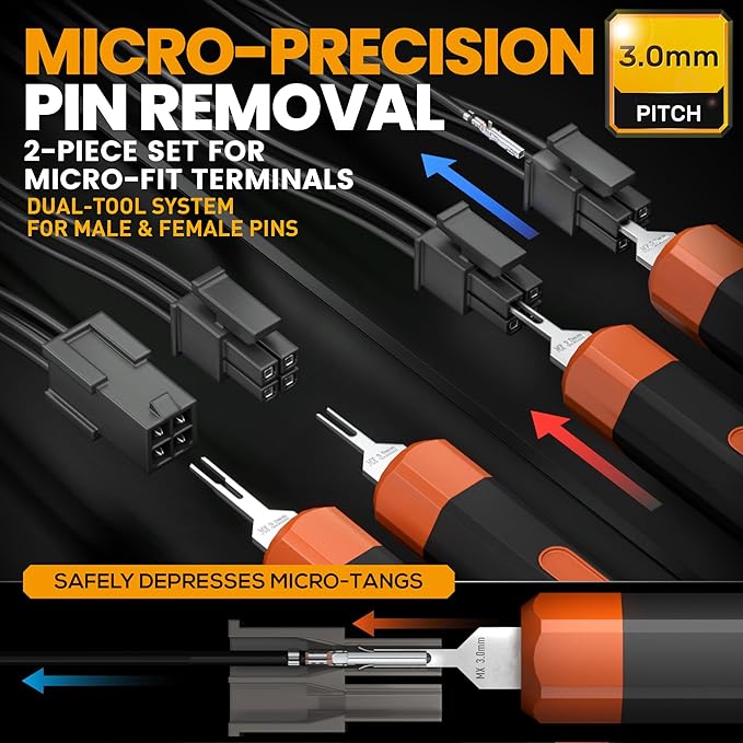 SOMELINE Micro-Fit 3.0 Connector Crimping Tool Kit, 2-16 Pin Dual Row Male & Female Housings, 28-18 AWG Terminal, 2 Pin Extractors & 32-20 AWG Crimper, Compatible with Molex, for PC, 3D Printers & DIY