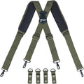 KUNN Tactical Harness Police Suspenders for Duty Belt with Metal Hook Adjustable Padded Shoulder Pads,Army Green