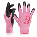 DEX FIT Nitrile Work Gloves FN330, 3 Pairs, 3D-Comfort Stretchy Fit, Firm Grip, Thin & Lightweight, Touch-Screen Compatible, Durable, Breathable & Cool, Machine Washable; Pink XXL (11)
