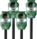 4 Pack of X-PEST Solar-Powered Ultrasonic Animal Repellent for Outdoor Yard, Waterproof Cat Deterrent with LED Flashing Lights and Motion Sensor,Effective to Repel Cats, Coyotes, Raccoons, and Deer