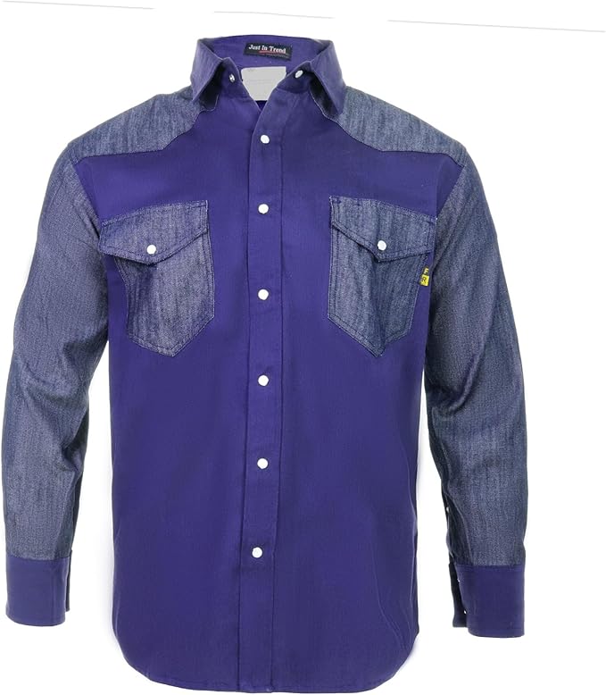 Just In Trend │Flame Resistant FR Shirt - 88/12 - Western Style - Two Tone