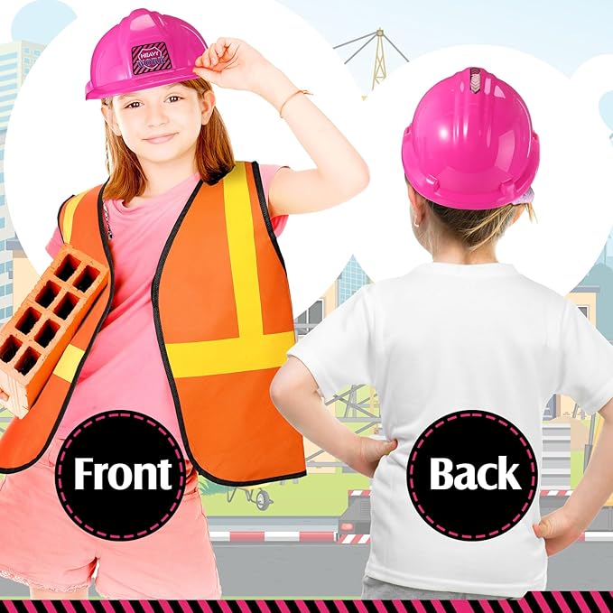 6 Pcs Construction Hats Plastic Hard Hat Construction Worker Hat Helmet for Girl Boy Engineer Building Theme Party