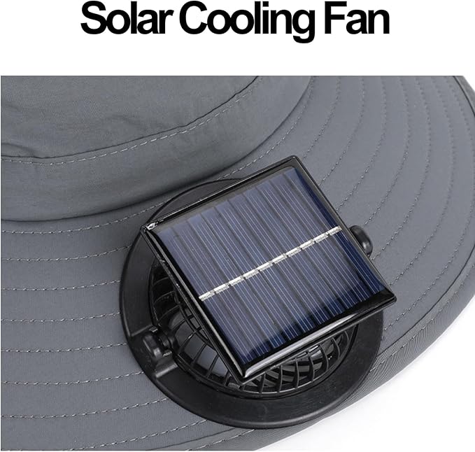 Solar Powered Fan Hat Wide Brim Sun Hat with Solar Fan Sun Bucket Hats Men Women UPF50+ Fishing Beach Hats with Fans