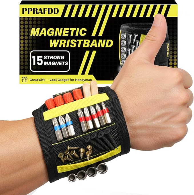 Magnetic Wristband for Holding Screws, Drill Bits, Nails, Valentine's Day, Father's Day Gifts for Handyman, Husband, Dad, Grandpa, Stocking Stuffers for Adults, Cool Gadgets for Christmas