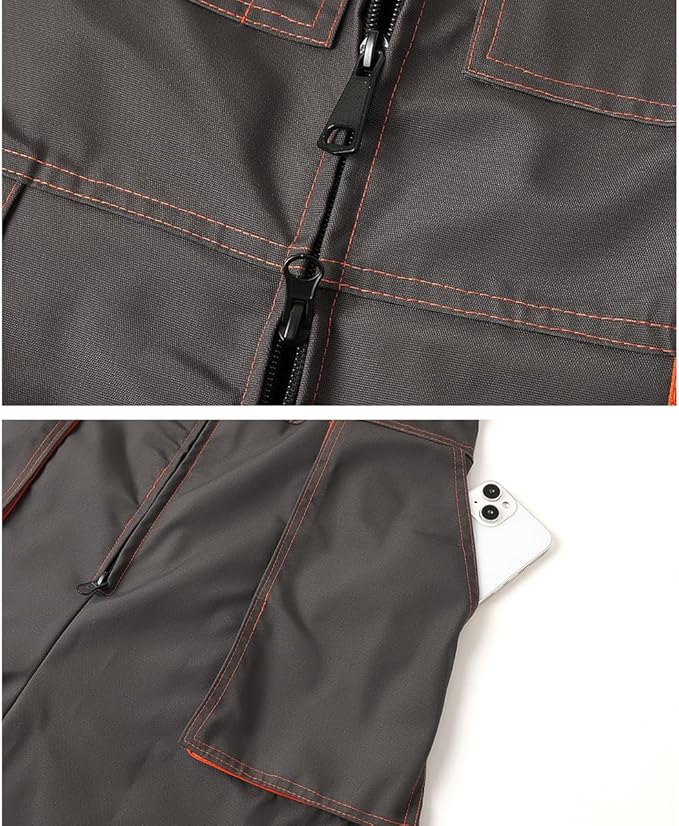 Men's Sleeveless Coveralls Multi-Functional Mechanics Workwear Stylish Work Coveralls Overalls Cargo Jumpsuit