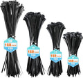 Zip Ties Assorted Sizes, RAZCC 600 Pack (8+12+14+18Inch) Black Cable Ties, Self-Locking Plastic Wire Ties with 100lb Tensile Strength, Black Nylon Zip Ties for Indoor and Outdoor