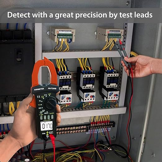 AIOMEST Digital Clamp Meter, TRMS 6000 Counts Multimeter NCV Tester for AC/DC Voltage Current Capacitance Temp Frequency Resistance Measuring with Backlit AI-7200B