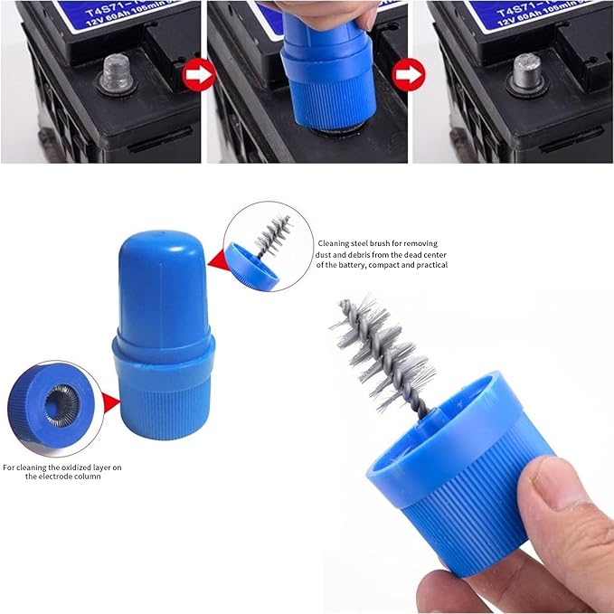 4PCS Car Battery Terminal Cleaner, Battery Terminal Brush, Post Cleaner Wire Brush Tool for Automotive Batteries, Automotive Accessories Universal