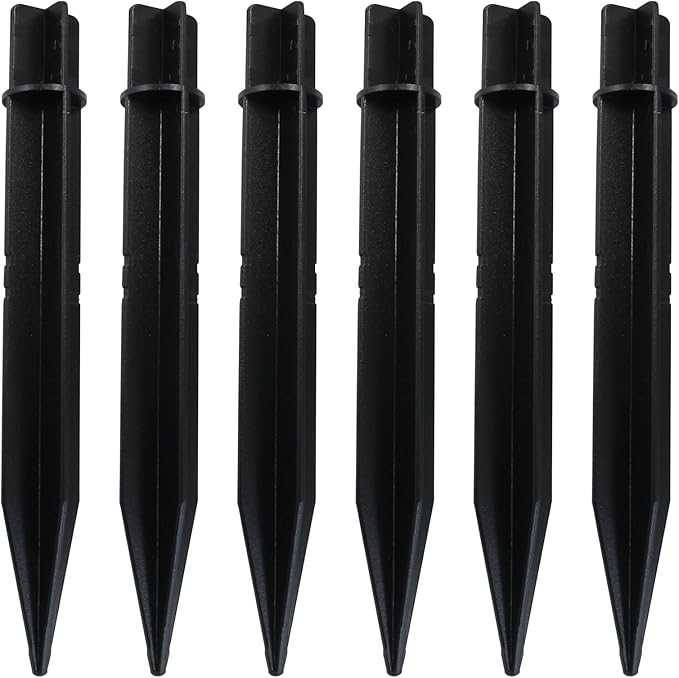 6 Pack 8.3 Inch ABS Ground Spikes - Exclusively Fit 0.83" Inner Diameter Solar Lights - Replacement Stakes for Solar Lights