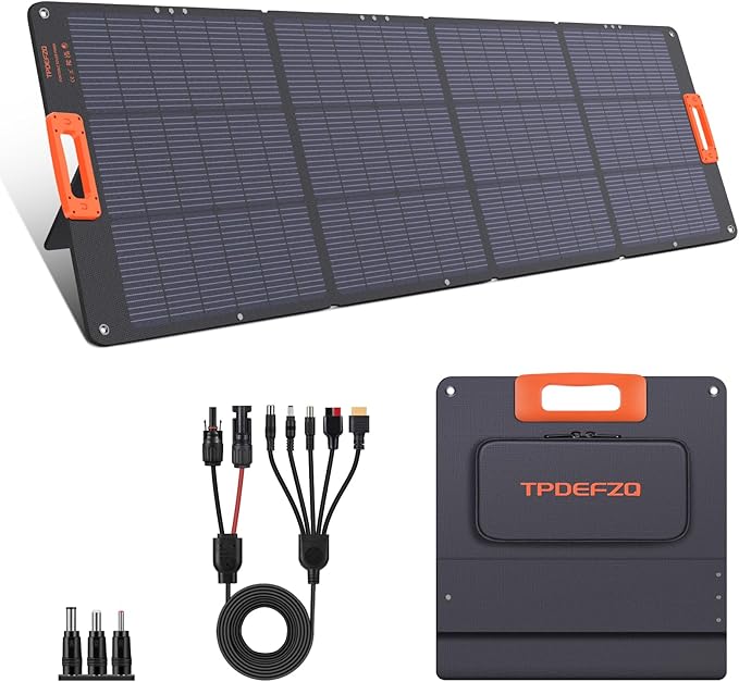 200W Portable Solar Panel Charger,Foldable Solar Panel for Power Station,QC3.0 USB-A &Type-C Output,25% High Efficiency,IP68,Integrated Design Sturdy Durable ETFE for Outdoor Camping,RV,Trip