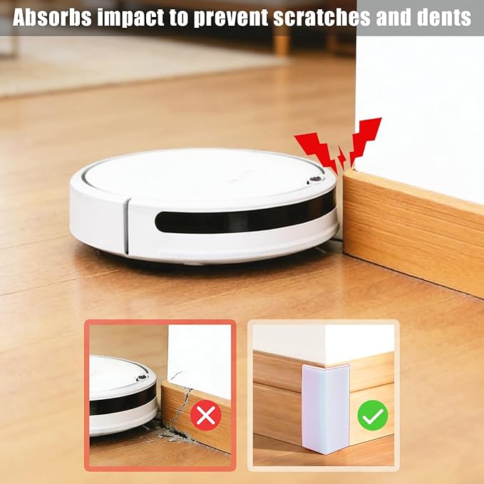 White Baseboard Corners Blocks Self Adhesive, Thickened Rubber Baby Safety Corner Protectors Cushion, Soft Edge Furniture Wall Guards (8 PCS)