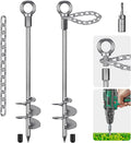 17.5'' Fully Welded Ground Anchors with Chain, 3'' Wider Spiral Trampoline Anchors, 2pcs Mobile Home Anchors, Heavy Duty Earth Anchors for Sheds, Swing Sets, Canopies, Carports