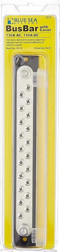 Blue Sea Systems 2312 BUSBAR 150 AMP 20X8-32 W/COVR
