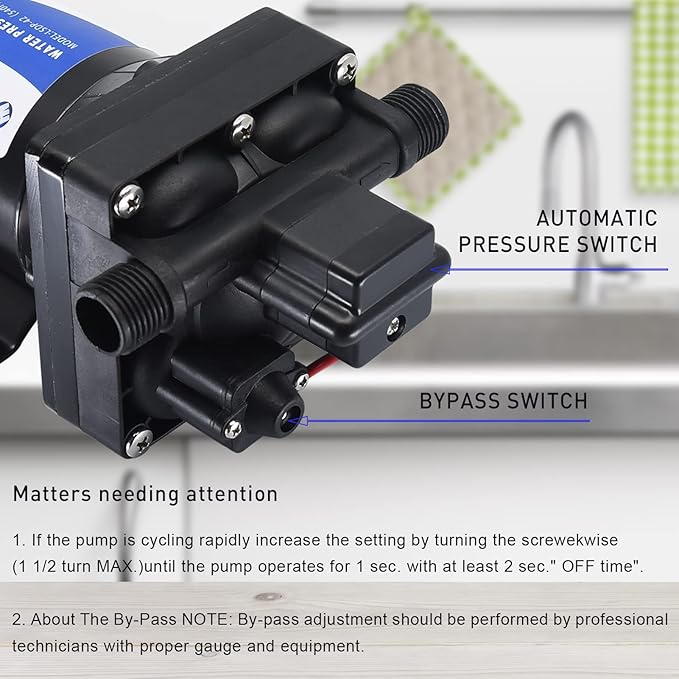 Water Pressure Booster Pump, 12V DC Water Diaphragm Pump, 5GPM 70PSI with Power Plug, Self Priming RV Water Pump for Home Kitchen Bathroom RV Marine Yacht Garden Hose