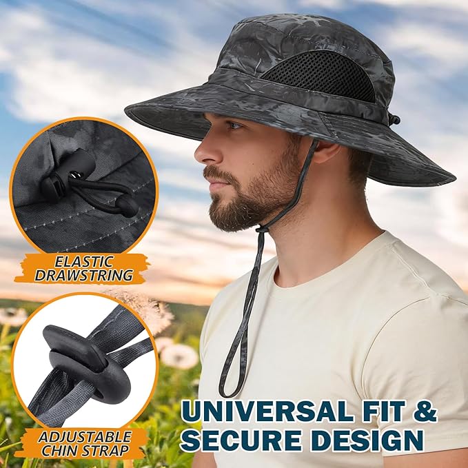 EINSKEY Wide Brim Sun Hat, UPF 50+ UV Protection Waterproof Packable Bucket Hat for Men & Women, Fishing Hiking Beach Garden