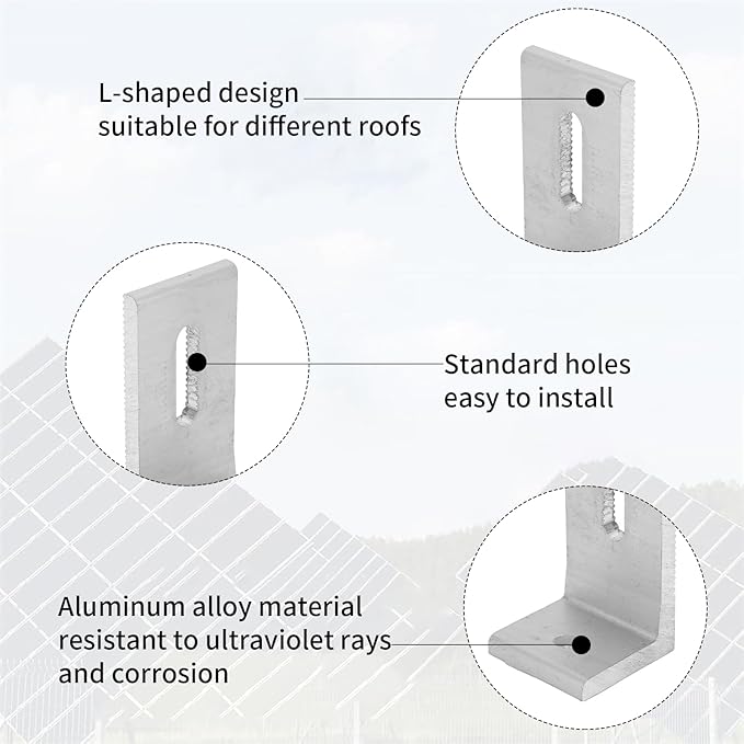 L Foot Solar Mount,Aluminum Alloy Photovoltaic Solar Panel Mounting L Brackets for Roof PV System Waterproof & Weather Proof,Strong Load (20PCS)