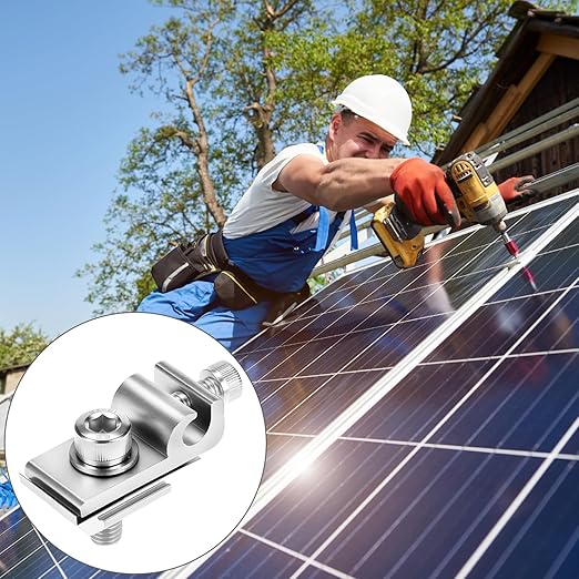 QWORK Grounding Tab 6.7-50 Pcs Aluminium Alloy Conductor Buried Connectors for Solar Panels, Grounding Clip, Ground Lug Compatible with Various Rail Types,