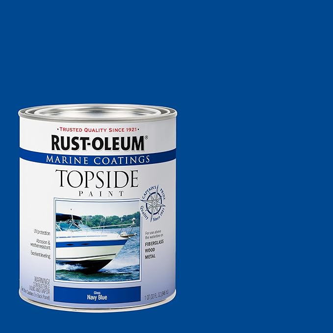 Rust-Oleum 207002-4PK Marine Coatings Topside Paint, Quart, Navy Blue, 4 Pack
