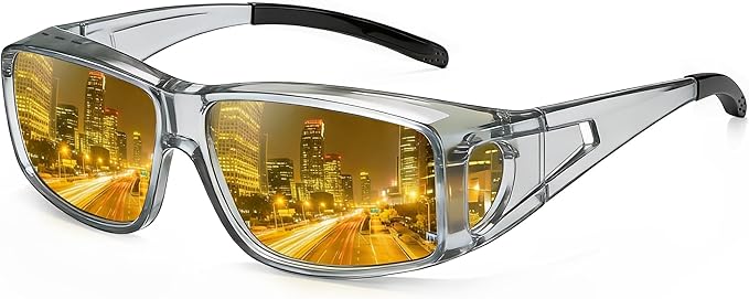 Bio-th Night Driving Glasses Anti Glare, Polarized Night Vision Glasses for Driving, HD Yellow Tint Lens for Rain, Fog & Dark