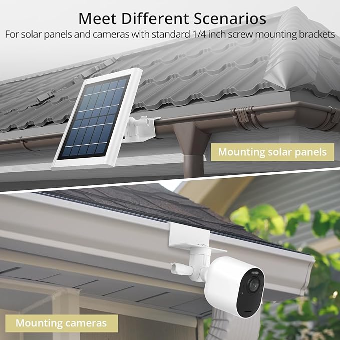 Anbte Universal Solar Panel Gutter Mount, Aluminum Gutter Mount for Solar Panel, Cams and More with Standard 1/4"-20 Screws,Outdoor Mounting Accessories, White