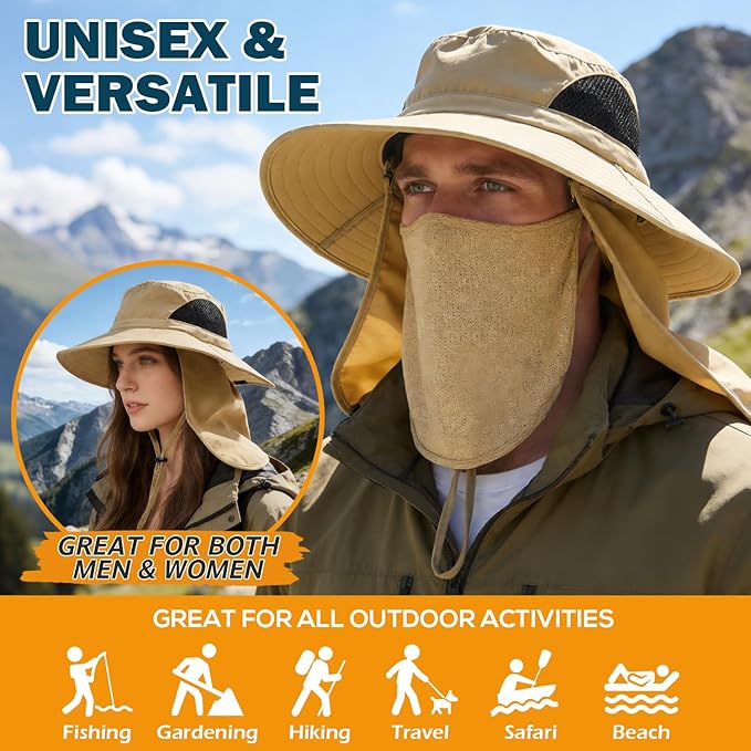 EINSKEY Wide Brim Sun Hat, UPF 50+ UV Protection Waterproof Packable Bucket Hat for Men & Women, Fishing Hiking Beach Garden