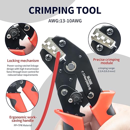 60PCS Solar Connector Crimping Tool Kit for Connecting Solar Panel Cable Wire, with 30 Pairs MC4 Connectors ，AWG13-10 Crimper and Stripper，2pcs Spanner Wrench，Solar Panel Connectors in the bag.