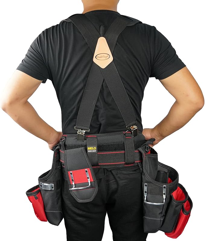 MELOTOUGH Padded Tool Belt Work Suspenders With Super Strong Clip for Carpenter's Suspension Rig construction suspenders for men