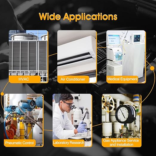 Digital Manometer Gas Pressure Tester with ±0.3% FSO Resolution, Differential Pressure Gauge with 12 Optional Units, Portable Air Pressure Gauge with LCD Backlight.