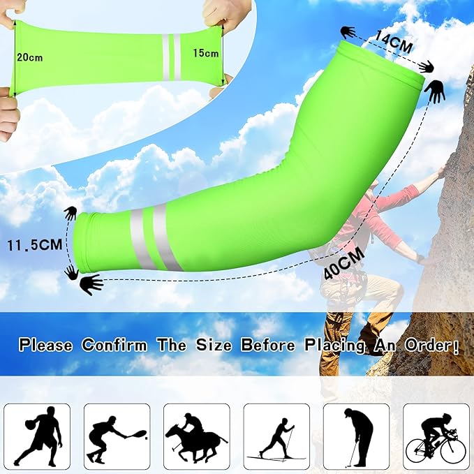 SATINIOR 3 Pcs Sun Hard Hat Neck Protection High Visibility Full Brim Mesh Sun Protection Bandana Headband Arm Sleeves with Reflective Strap for Construction Helmet Hard Hat(Neon Green)
